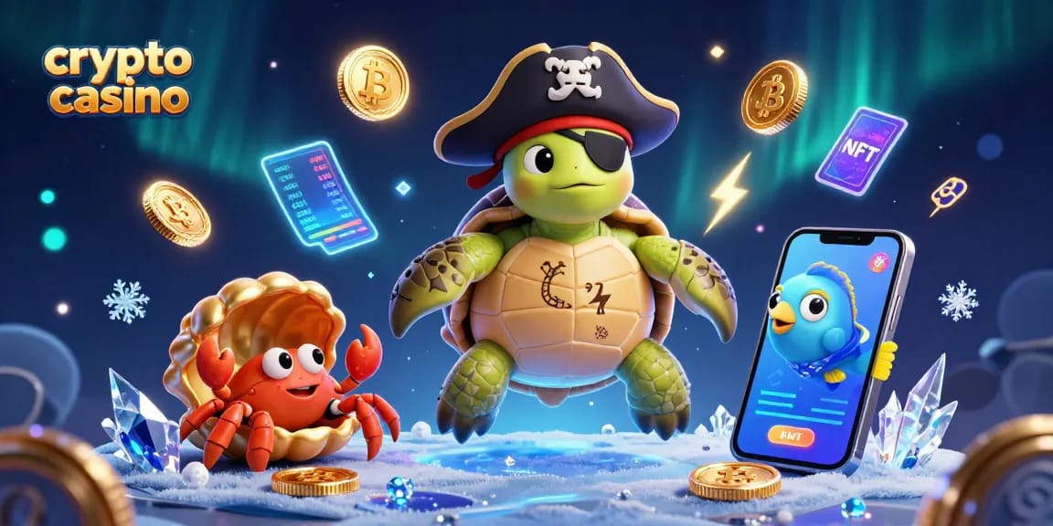 Embark on a thrilling crypto casino adventure with a pirate turtle, hermit crab, and parrotfish!
