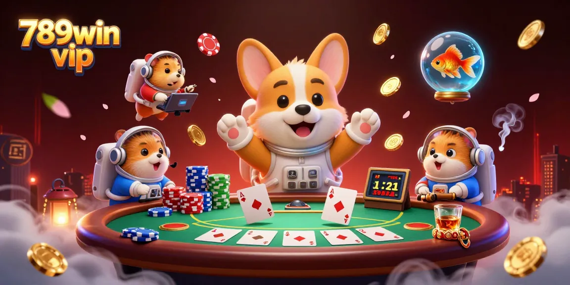 Experience thrilling adventures at 789win vip, where astronaut corgi spins coins in a dynamic casino.