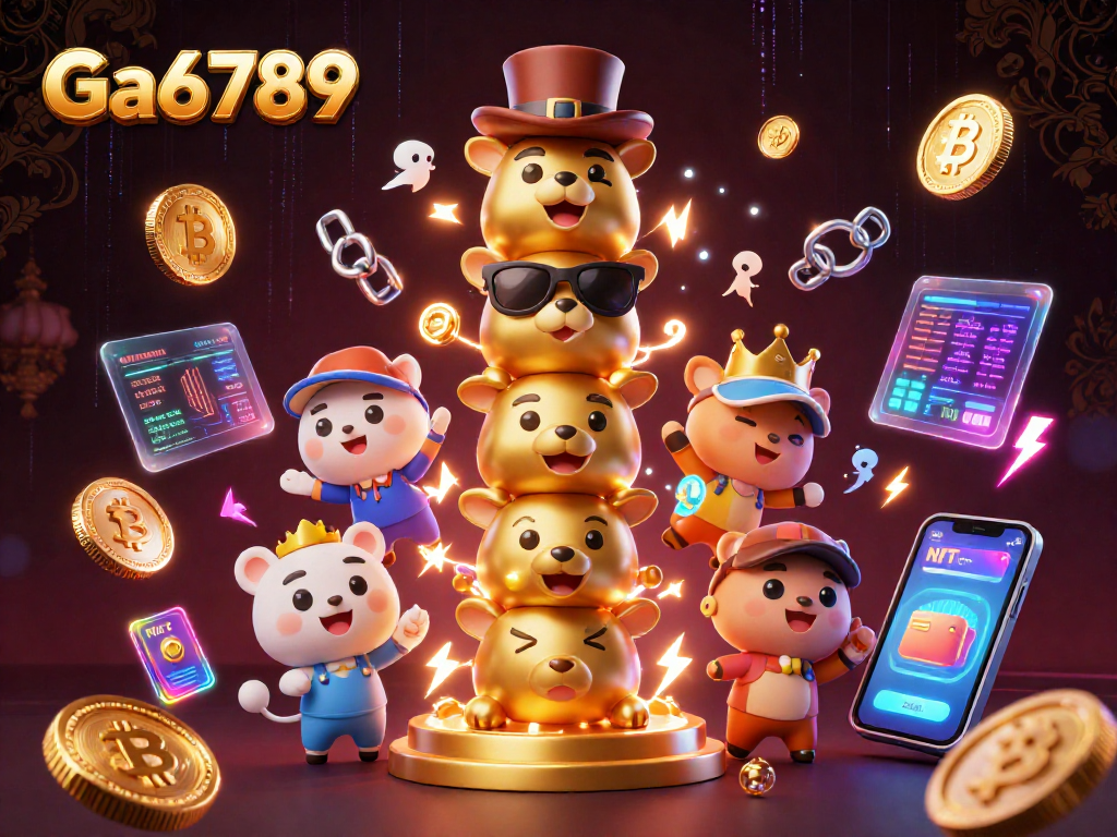 Experience the thrill of Ga6789 with vibrant casino elements and crypto coins in a dynamic 3D scene.