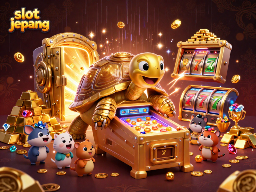 Engage with slot jepang in this vibrant 3D illustration featuring a colossal tortoise pinball machine.