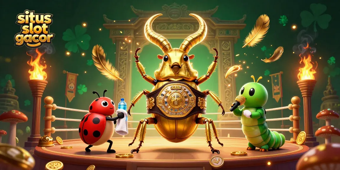 Experience situs slot gacor with this dynamic 3D cartoon illustration of a beetle boxing match.