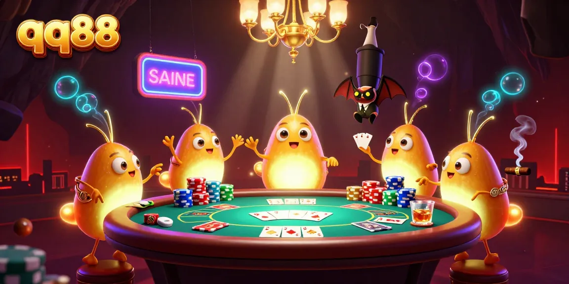 Experience the qq88 casino atmosphere with glowworms lighting poker games in an engaging underwater scene.