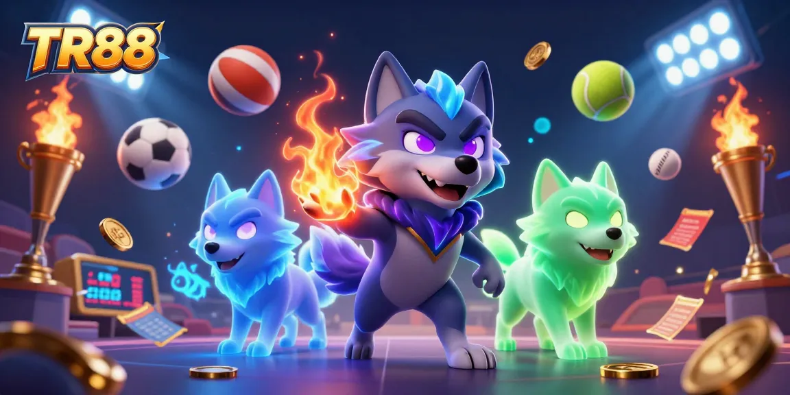 Experience TR88's excitement with dynamic gaming elements and captivating shadows in this vibrant illustration.