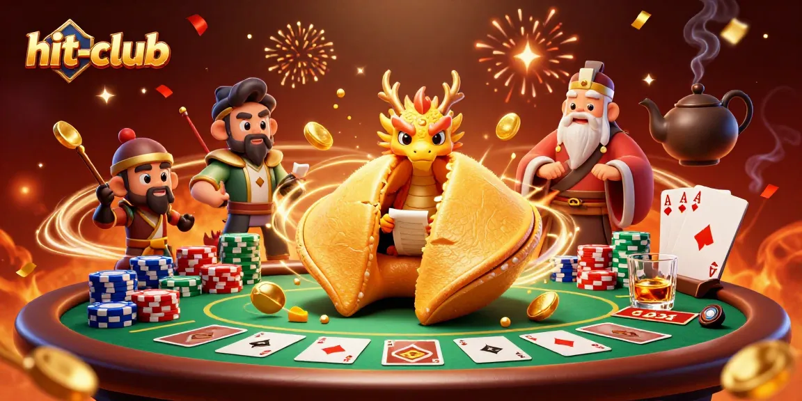Engage with the hit-club as a wise dragon reveals golden fortunes at a lively poker table.