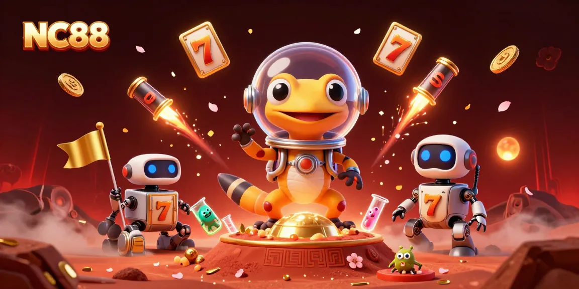 Engage with the NC88 online casino adventure where luck and excitement merge in a vibrant Martian scene.