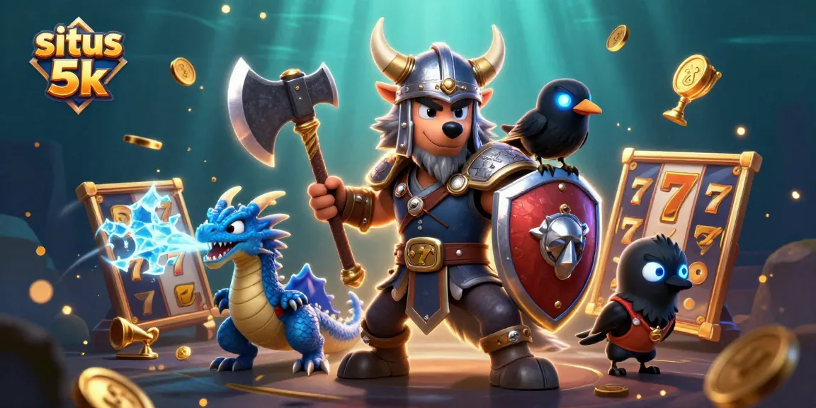 Engage in exciting gameplay with situs 5k, featuring a Viking warrior and dynamic slot elements.