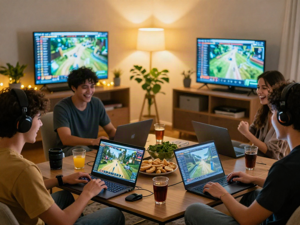 Players enjoying unsurtoto online gaming together in a cozy home setting.
