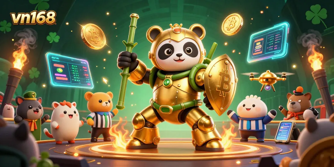 Experience epic gambling adventures with the vn168 brand at this vibrant casino illustration.