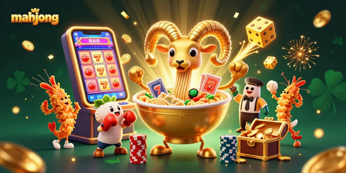 Engage in a thrilling mahjong slots experience with a lively illustration featuring vibrant game elements.