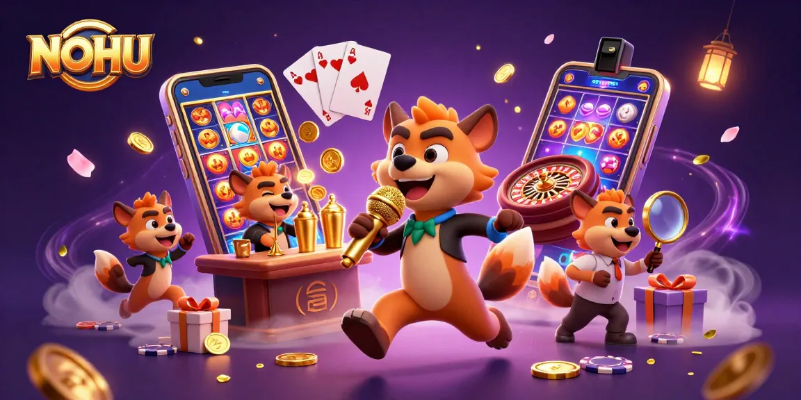 Experience the excitement at NOHU's comedy casino, featuring lively hyenas and dynamic gaming elements.