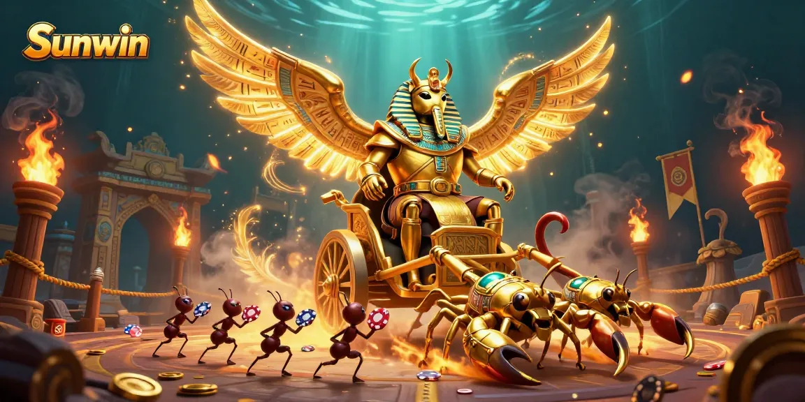 Engage in thrilling gameplay at Sunwin with a vibrant 3D casino illustration showcasing dynamic gaming elements.