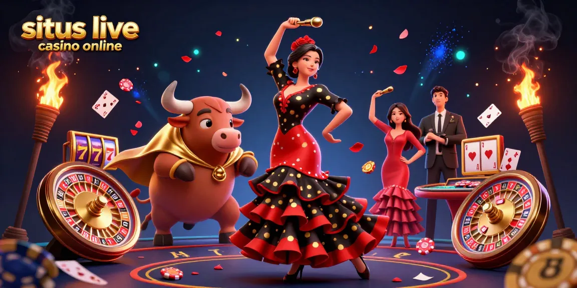 Engage with situs live casino online through immersive gameplay with vibrant characters and casino elements.