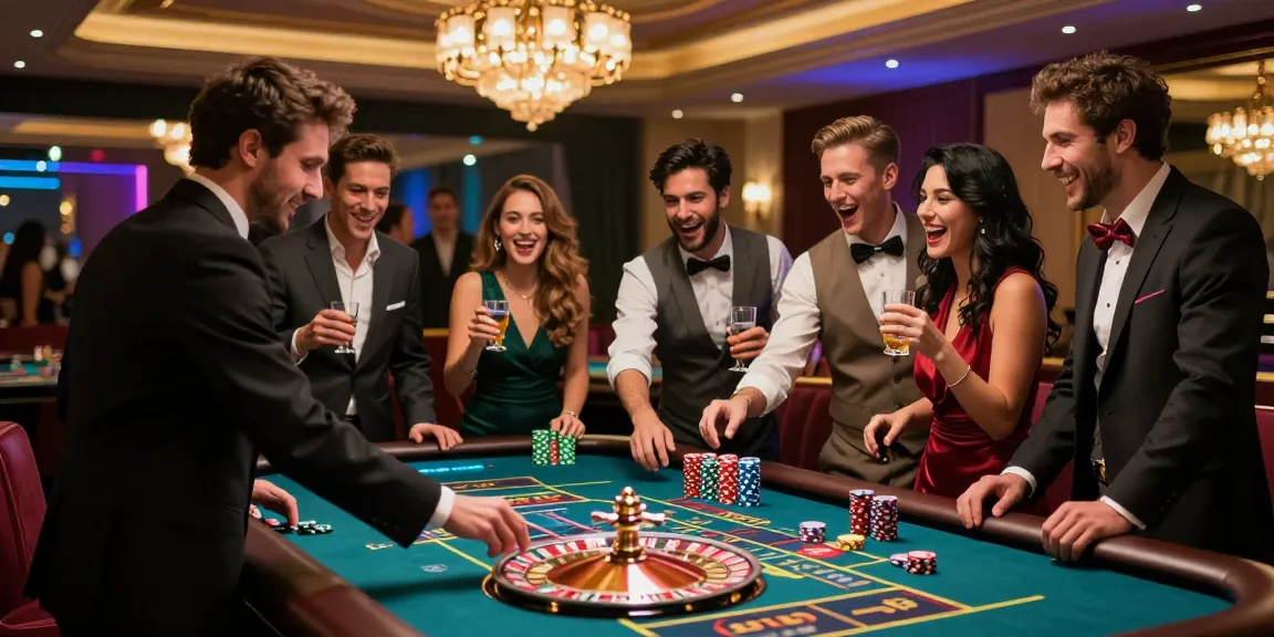 Gorabet giriş ile heyecan dolu bir casinoda arkadaşlar rulet masasında keyifli anlar yaşıyor.