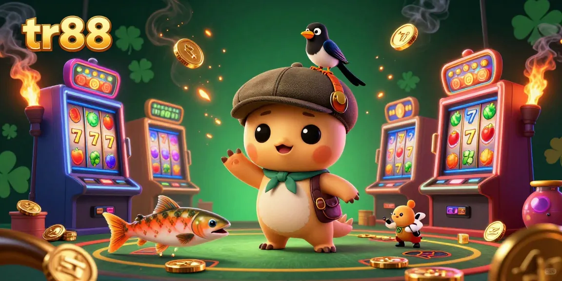 Spin jackpots on the colorful tr88 slots with the playful Nessie and magpie bringing luck!