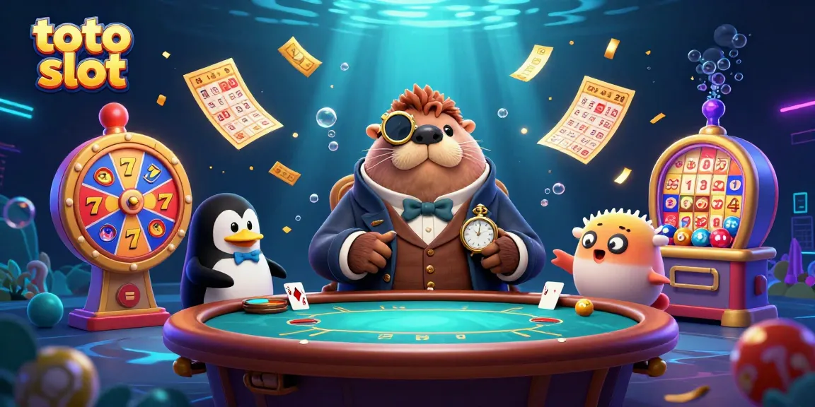 Enjoying the exciting action of toto slot at an underwater casino scene with vibrant characters.