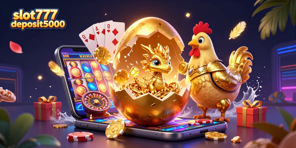 Engage with slot777deposit5000 through thrilling 3D illustrations of a golden dragon in an exciting casino setup.
