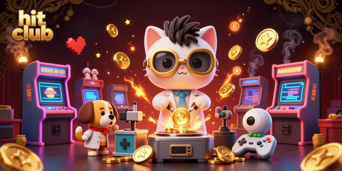 hit club elevates gameplay with a mad scientist cat and dog creating a coin-replicating machine
