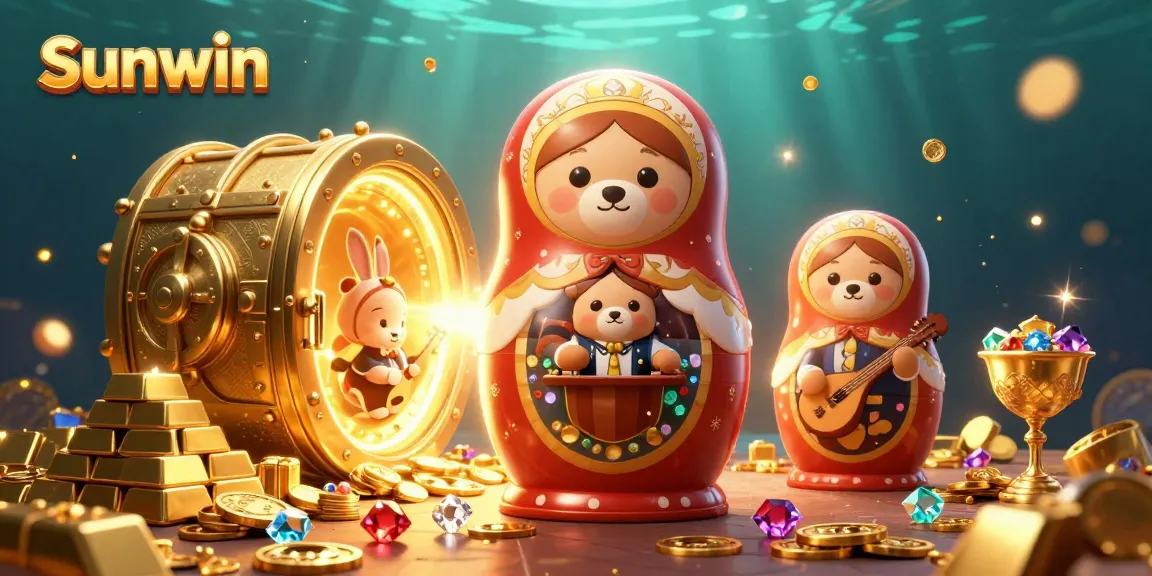 Experience thrilling gameplay at Sunwin with unique bears in casino dealer outfits amidst cascading treasures.