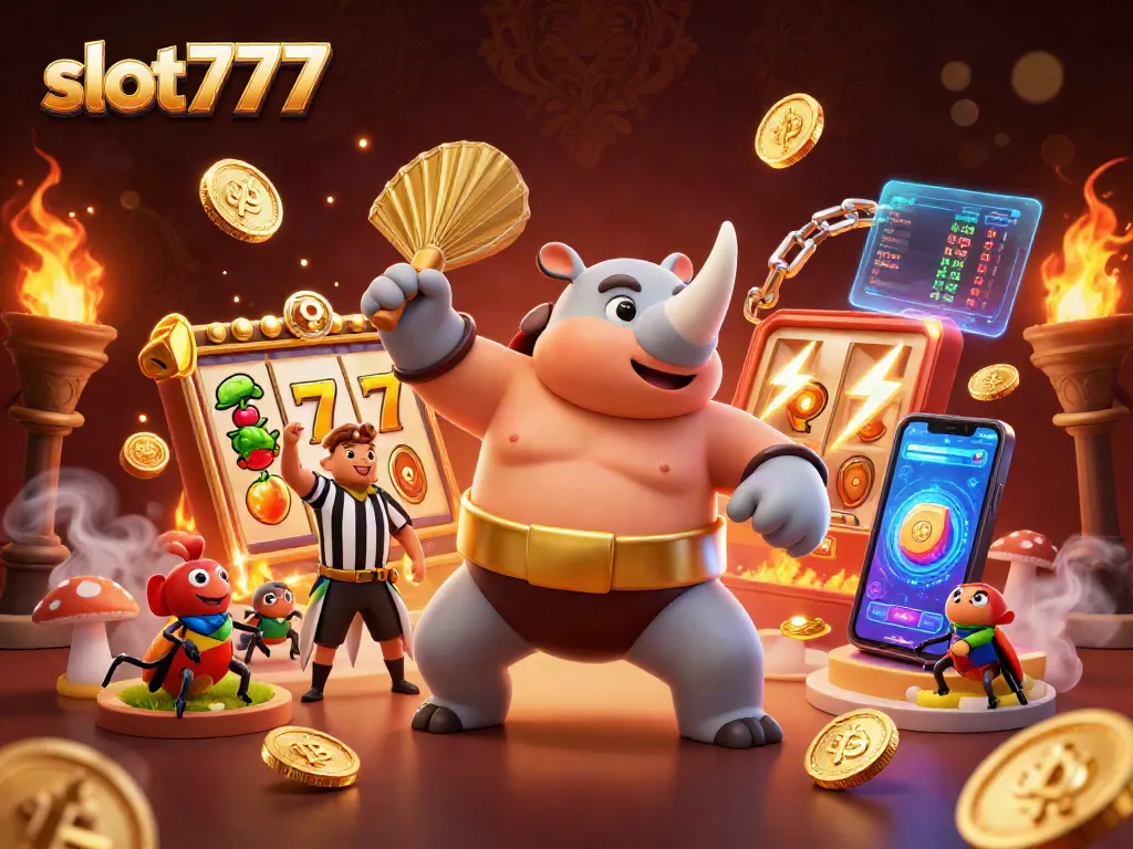 Memainkan slot777 dengan irama mengesankan dalam ilustrasi 3D, menerima jackpot dan koin.