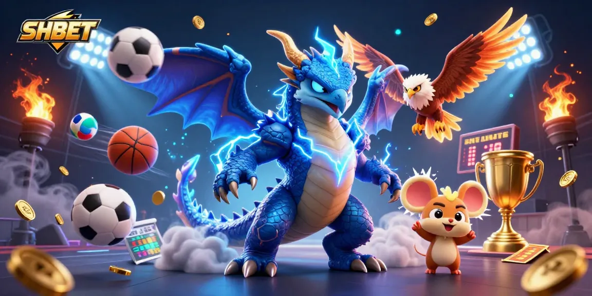 Experience SHBET's thrilling atmosphere with dragons and sports elements in this vibrant illustration.