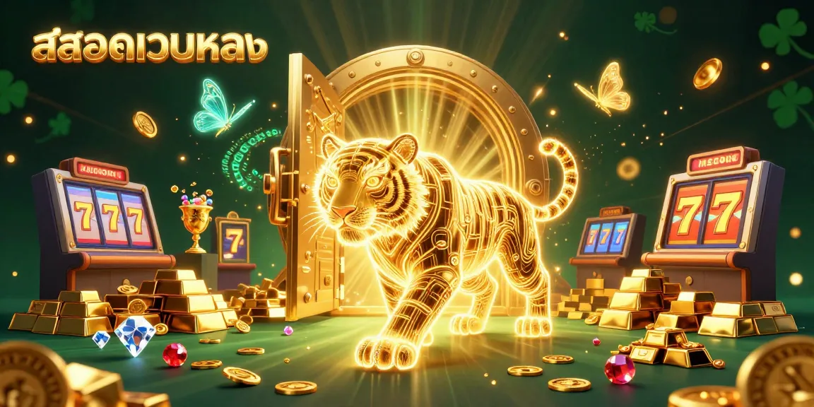 ภาพประกอบ 3D ของสลอตเว็บตรง และทองคำที่ฉายแสงในคาสิโน