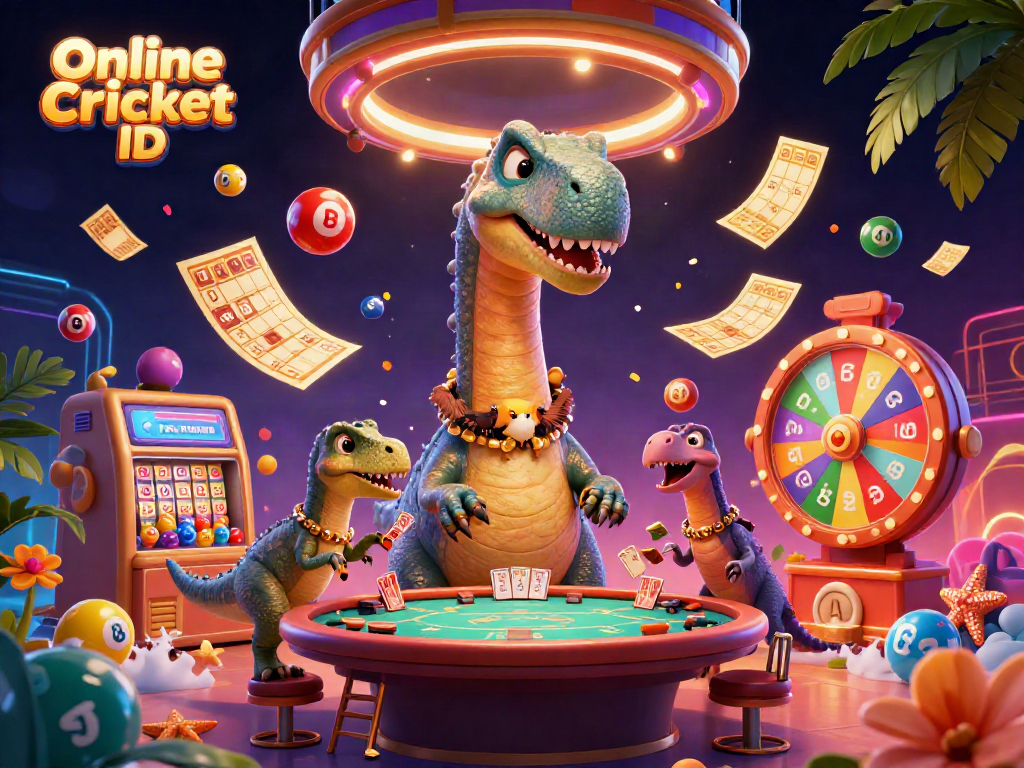 Engage with Online Cricket ID for seamless betting; vibrant scene with characters, dynamic elements.