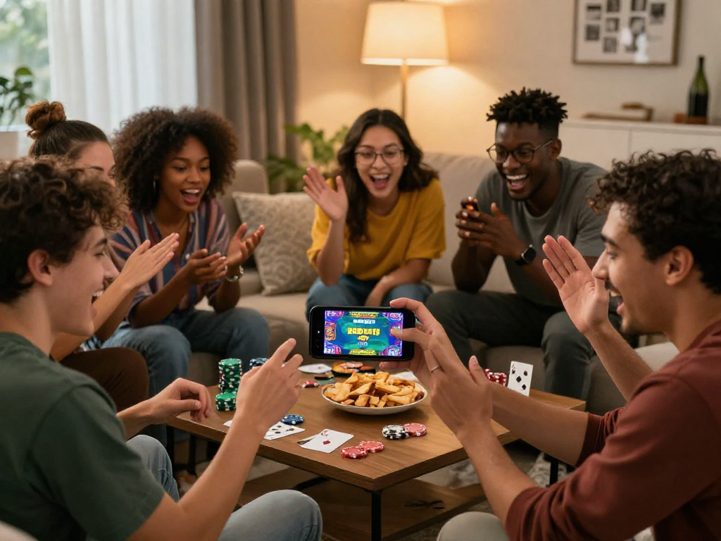 Friends enjoying the best platform for casino gaming on Teen Patti Vegas, showcasing vibrant game graphics and a lively atmosphere.