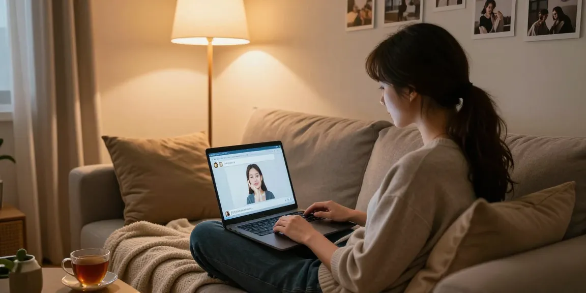 Engaging conversation with AI girlfriend in a cozy living room setting.