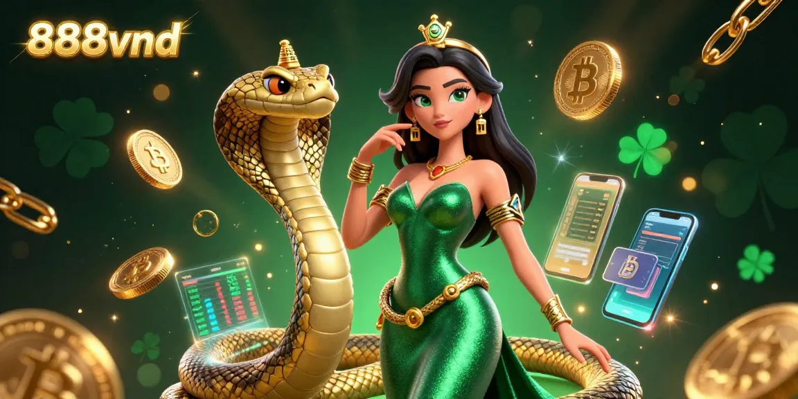 Players enjoy thrilling games on 888vnd, surrounded by vibrant crypto and casino elements.