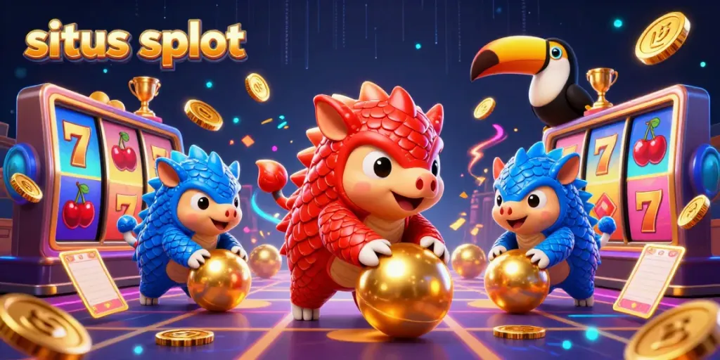 Rival pangolins di situs slot bersaing meraih jackpot dengan simbol slot yang berkilauan.