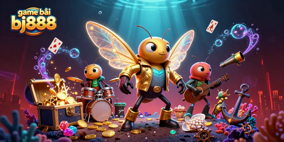 Experience the excitement of game bài bj888 with vibrant 3D visuals and engaging characters in a dynamic casino scene.