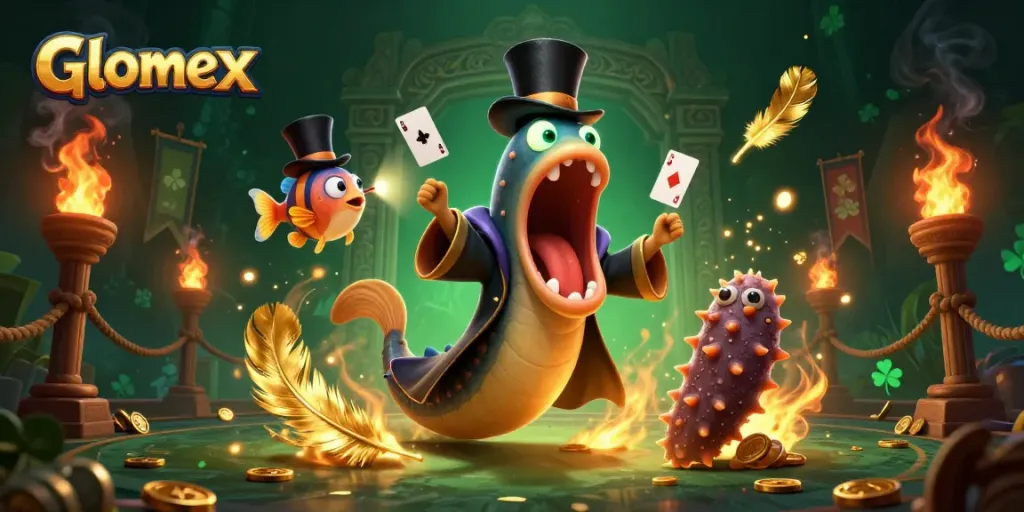 Glomex introduces a thrilling magic show, where deep-sea creatures perform casino card tricks.