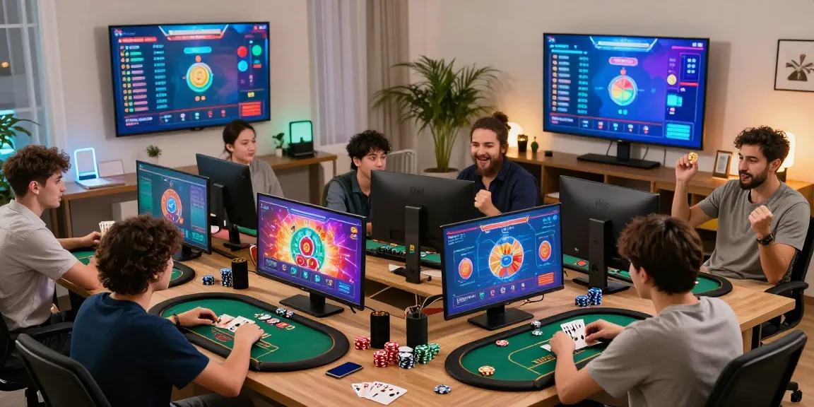 Engaging gamers playing online card games in a dynamic home office setting, showcasing the excitement of game bài đổi thưởng.