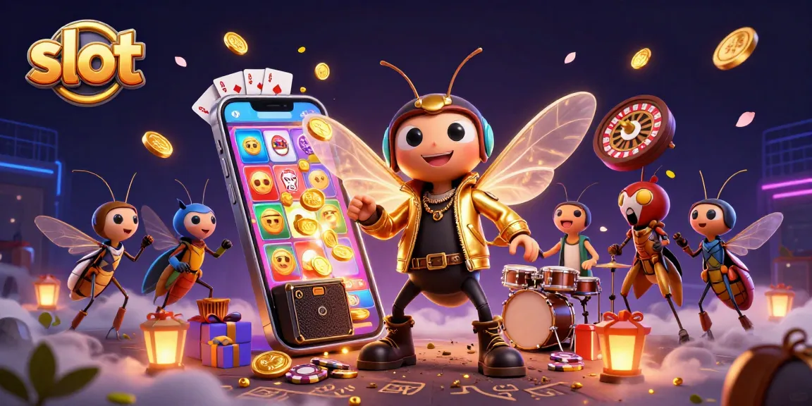 Slot menunjukkan cicada rock star dan drummer dengan elemen permainan kasino yang menawan.