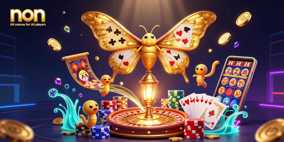 Engage with non UK casinos for UK players in a vibrant, dynamic casino-themed 3D illustration.