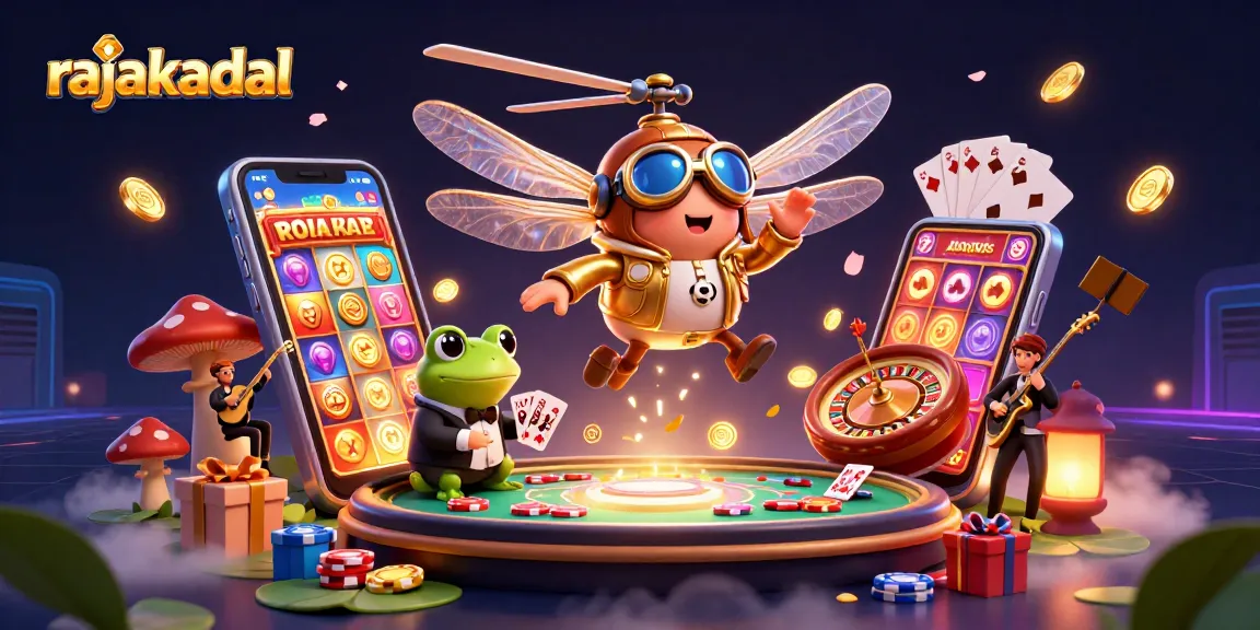 Menangkan permainan slot di Rajakadal dengan tampilan kasino yang kaya warna dan semarak.