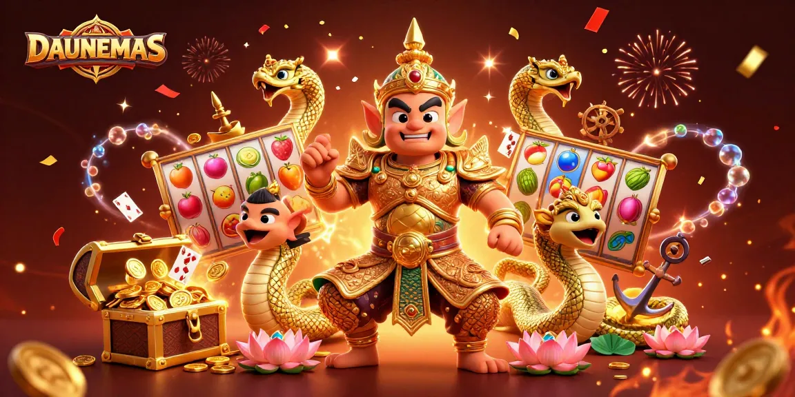 Engage with DAUNEMAS through dynamic slot game illustrations showcasing vibrant golden treasures.