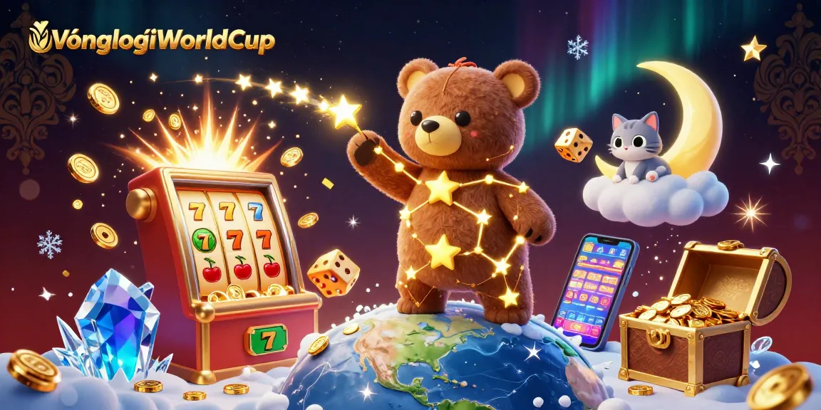 Scoop up coins in VòngloạiWorldCup with a constellation bear amidst a jackpot explosion