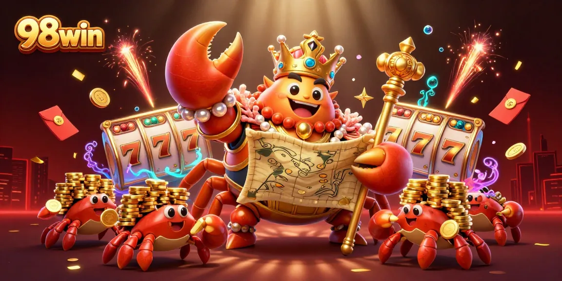 Experience thrilling action with 98win's immersive slot gameplay featuring a majestic crab emperor.