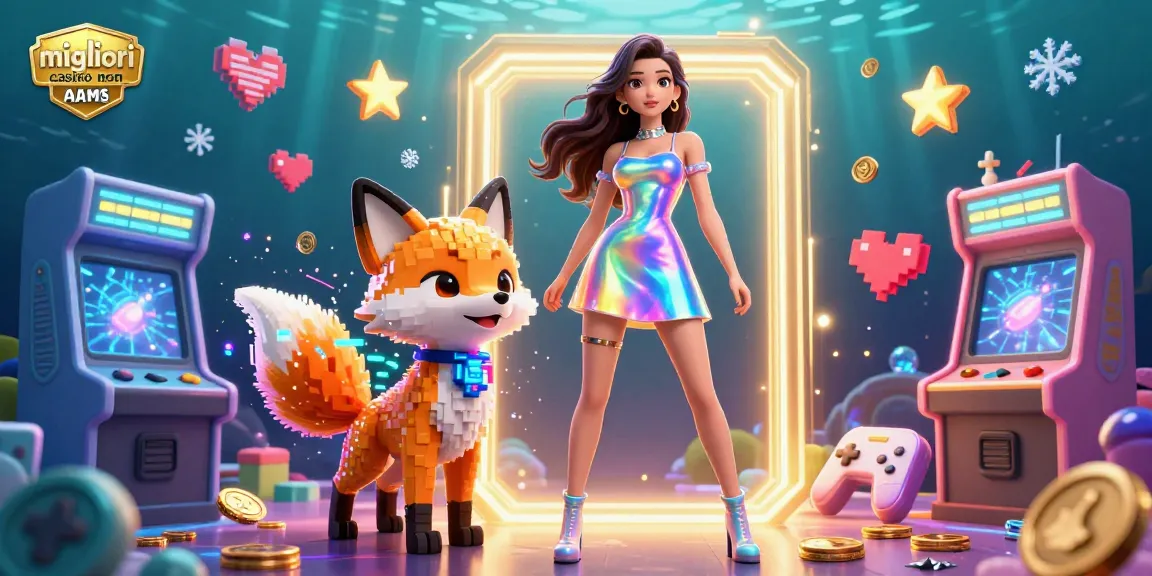 Migliori casino non AAMS scena illustrativa con elementi vibranti e un setup di personaggi affascinante.