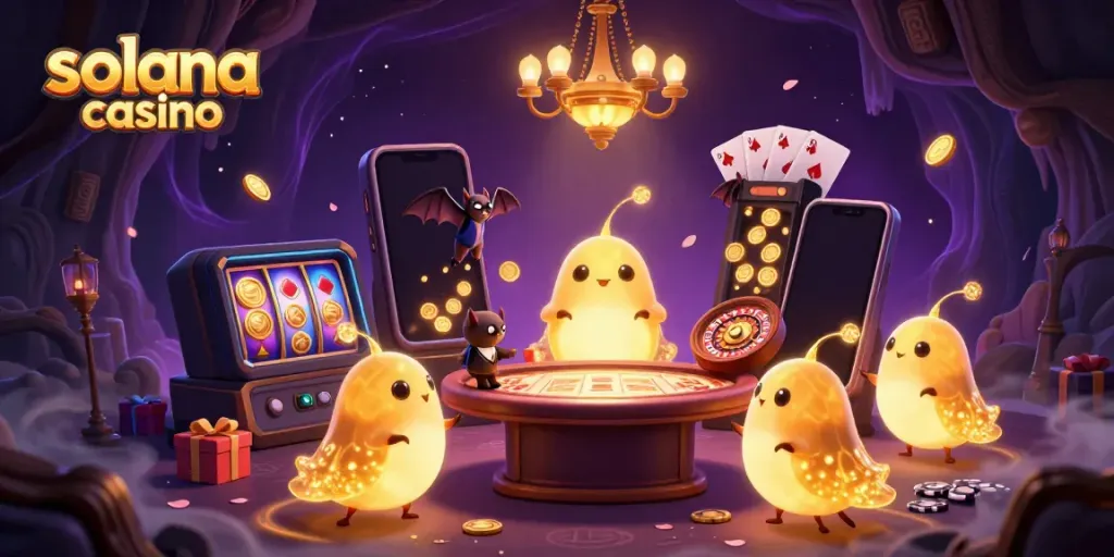 Experience the excitement of a solana casino with glowworms lighting the scene and a bat dealer at play.