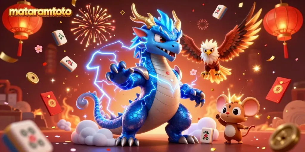 Engage in thrilling gameplay with Mataramtoto, showcasing vibrant gambling elements and dynamic characters.