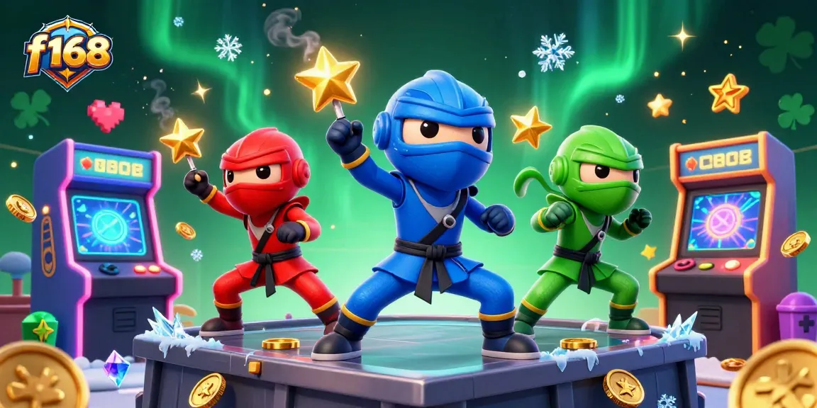 Join f168 for thrilling online gaming with high-energy ninja chameleons and casino elements.