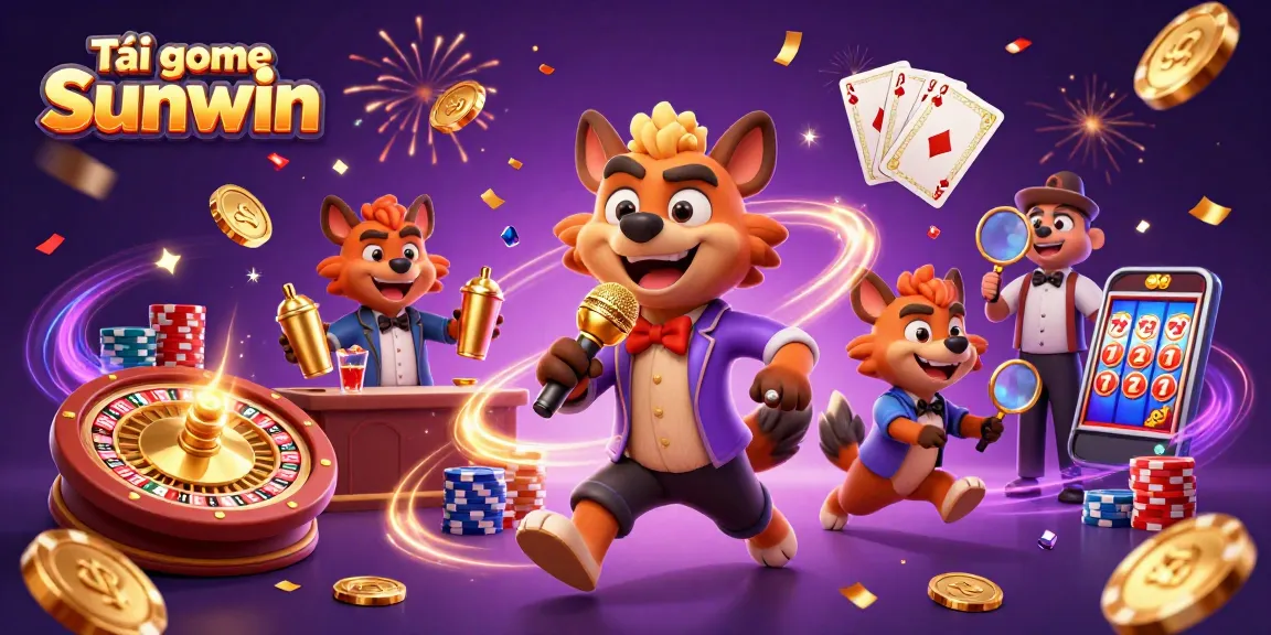 Tải game Sunwin and enjoy a vibrant casino atmosphere with hyenas entertaining in a lively club scene.