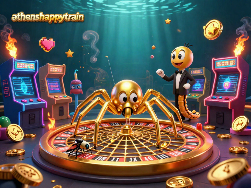 Experience thrilling bets at athenshappytrain with a vibrant 3D casino scene showcasing unique gaming elements.