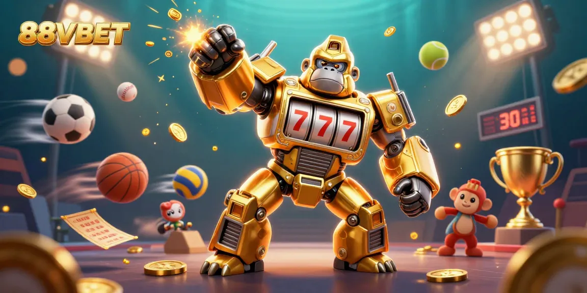 Experience thrilling games with 88VBET's golden gorilla mech and dynamic sports elements