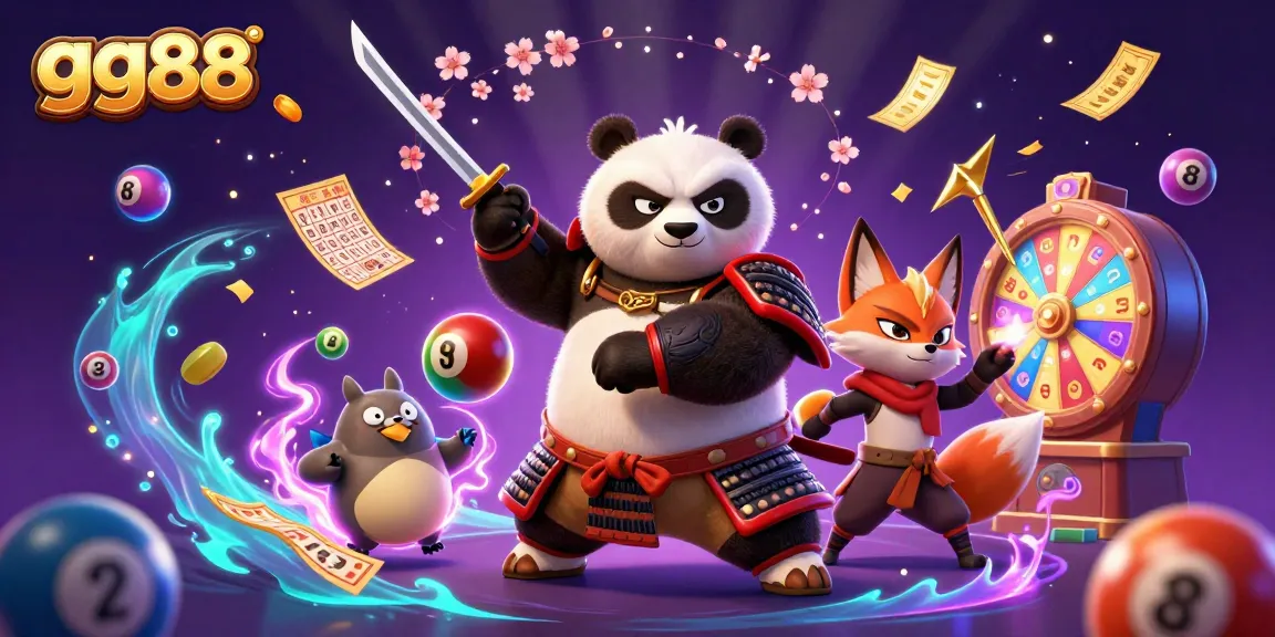 Engage with gg88 as a samurai panda, ninja fox, and spirit tanuki illustrate dynamic gambling excitement.