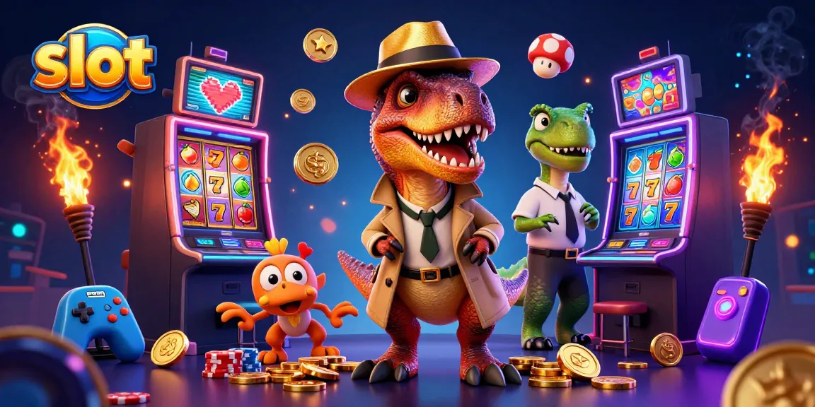 Slot yang menarik dengan velociraptor di mesin slot dan chip yang dicuri, tampil penuh warna.