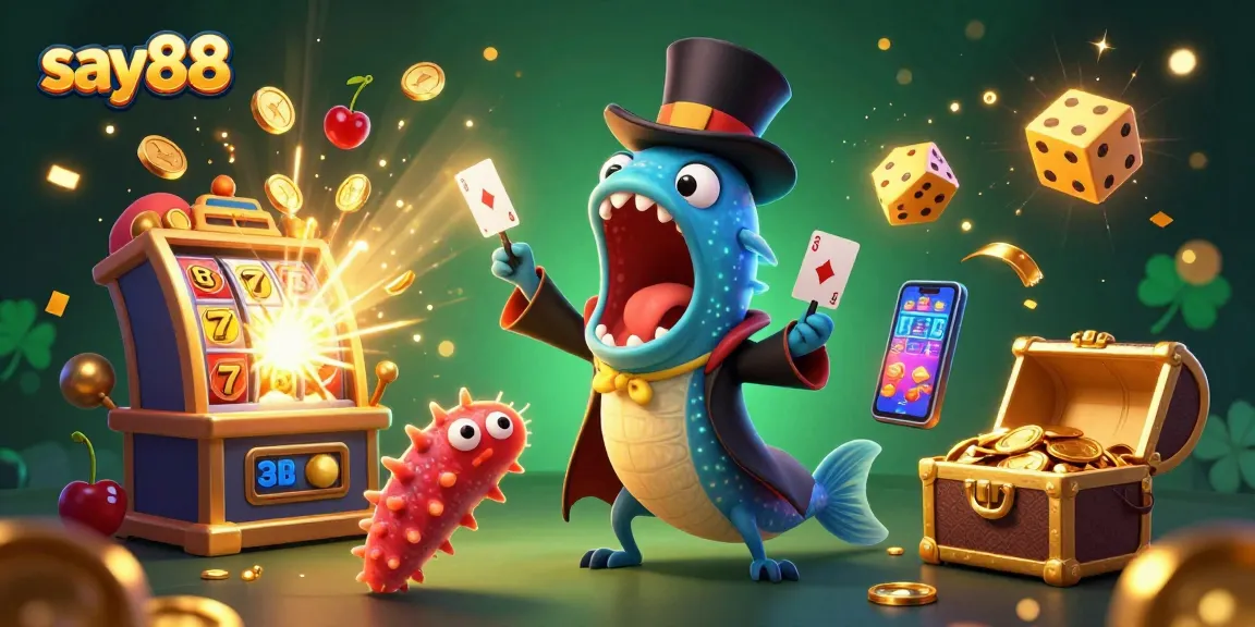 Experience excitement at say88 with a vibrant 3D fantasy casino scene featuring unique underwater characters.