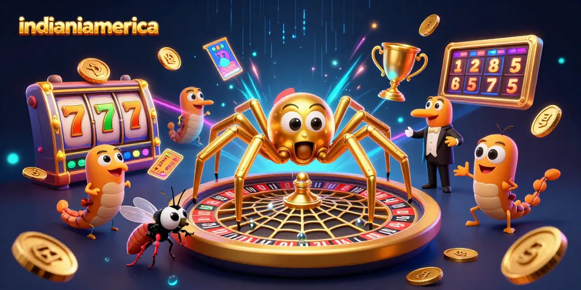 Spin the golden web of indianiamerica with a cartoon spider and thrilling casino elements.